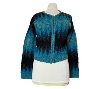 Vintage 80’s Gantos Cardigan Sweater Jacket Argyle Acrylic Wool Women Sz Medium